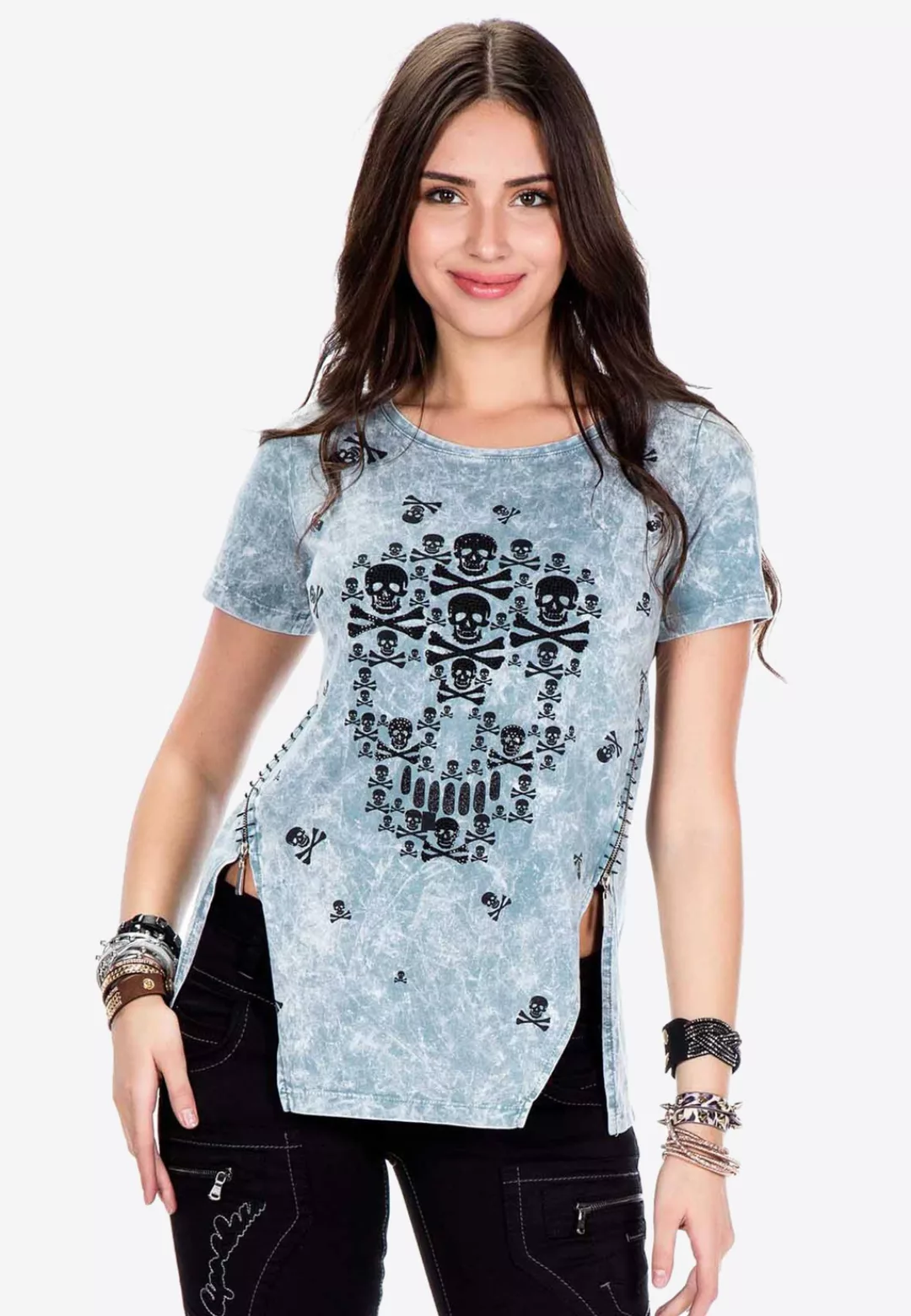 Cipo & Baxx T-Shirt, mit seitlichen Reißverschluss-Elementen günstig online kaufen