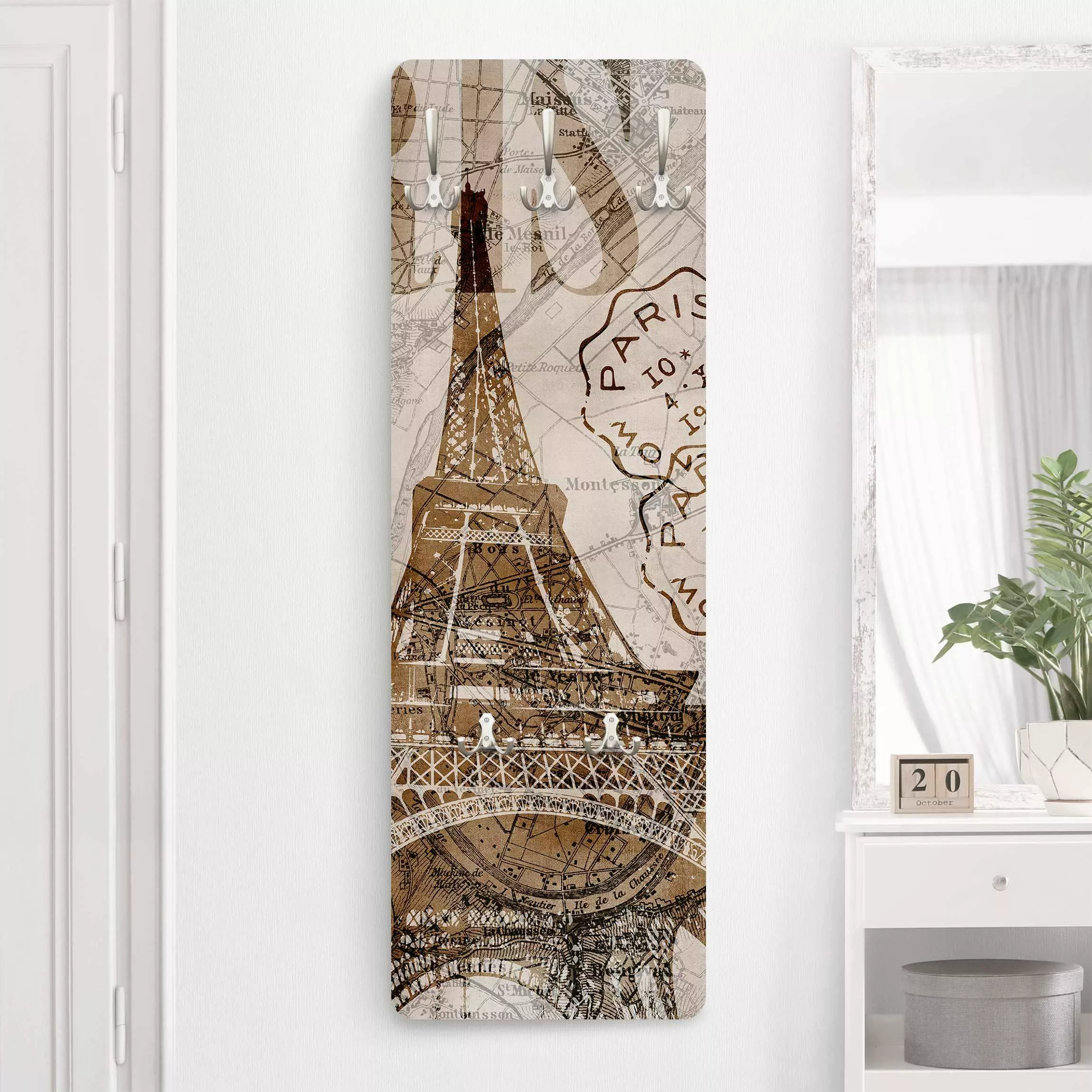 Wandgarderobe Shabby Chic Collage - Paris günstig online kaufen