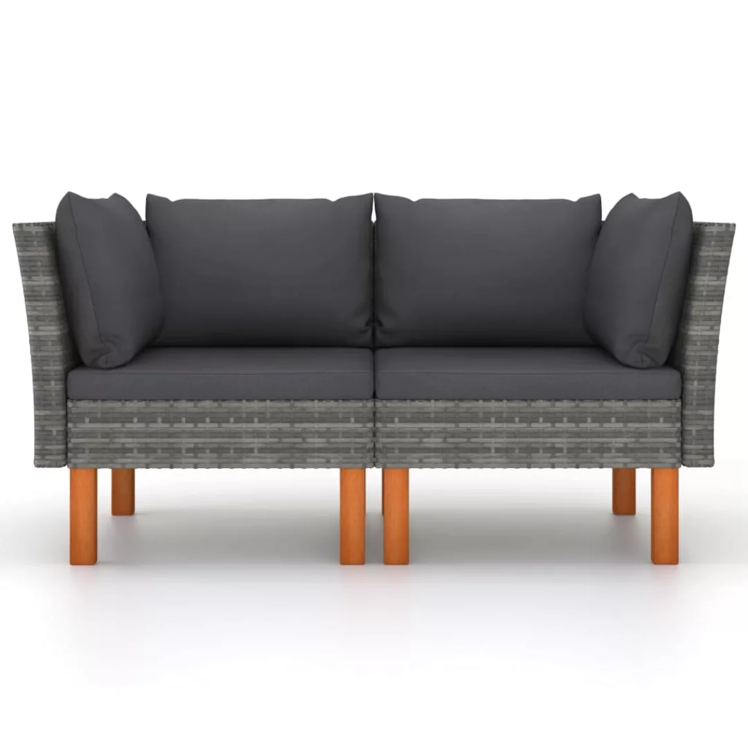 Ecksofas 2 Stk. Poly Rattan Und Eukalyptus Massivholz günstig online kaufen