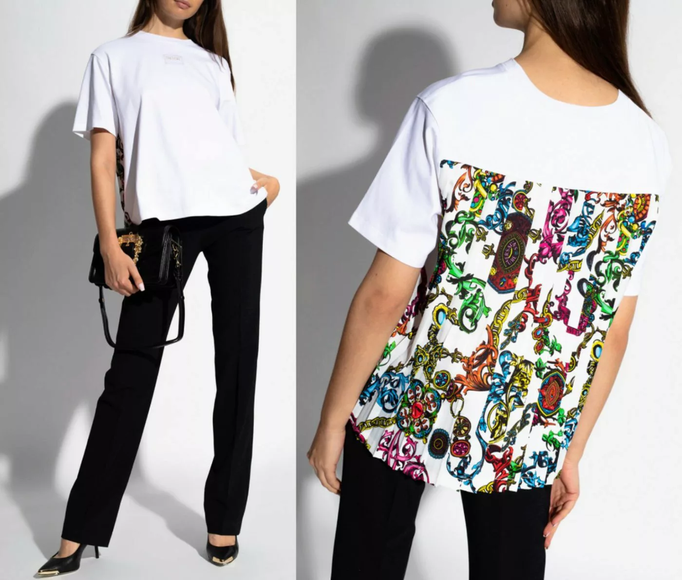 Versace T-Shirt VERSACE JEANS COUTURE PATTERNED Barock Top Bluse Shirt Over günstig online kaufen