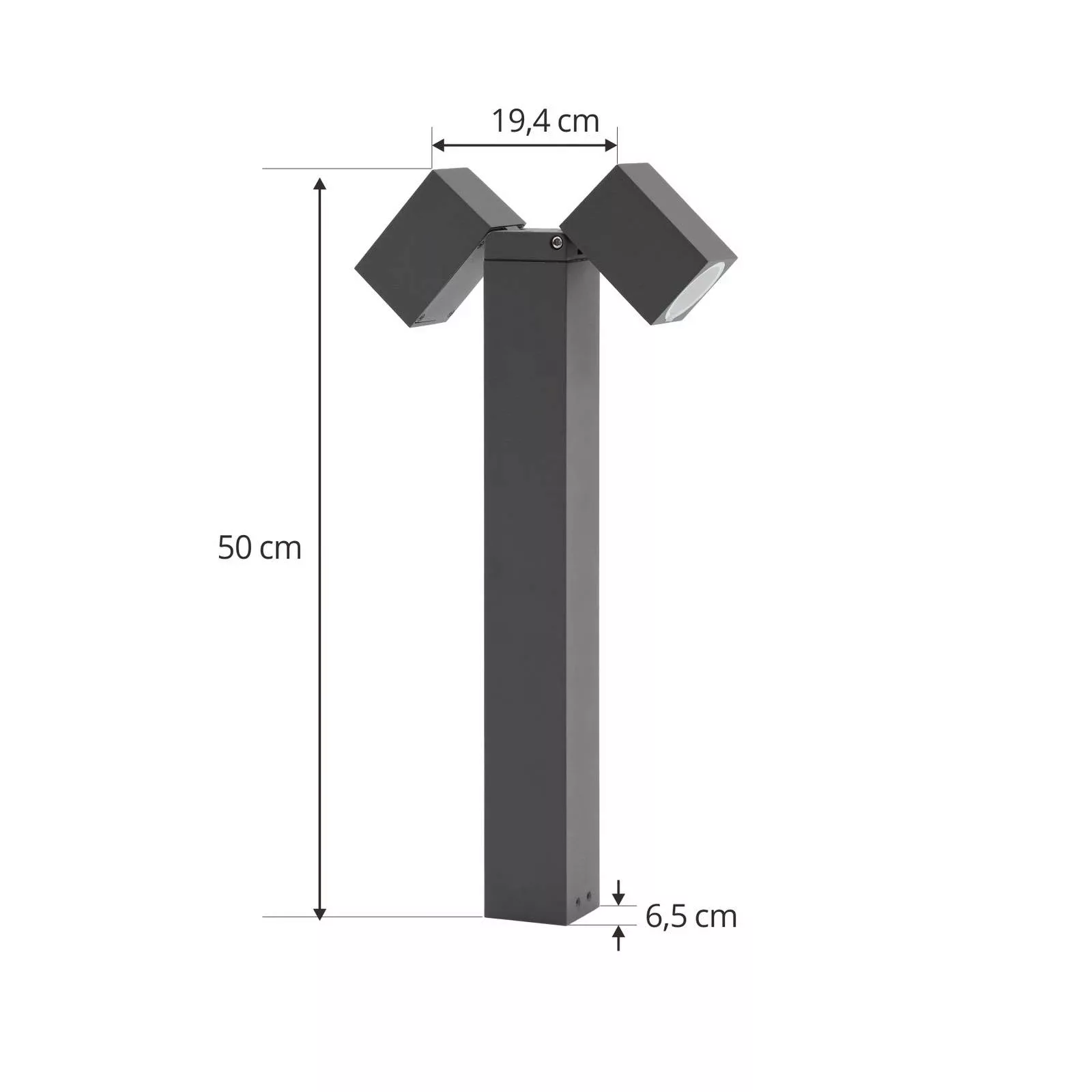 Lindby Sockelleuchte Othil, 2-flg., 50 cm, grau, Aluminium günstig online kaufen