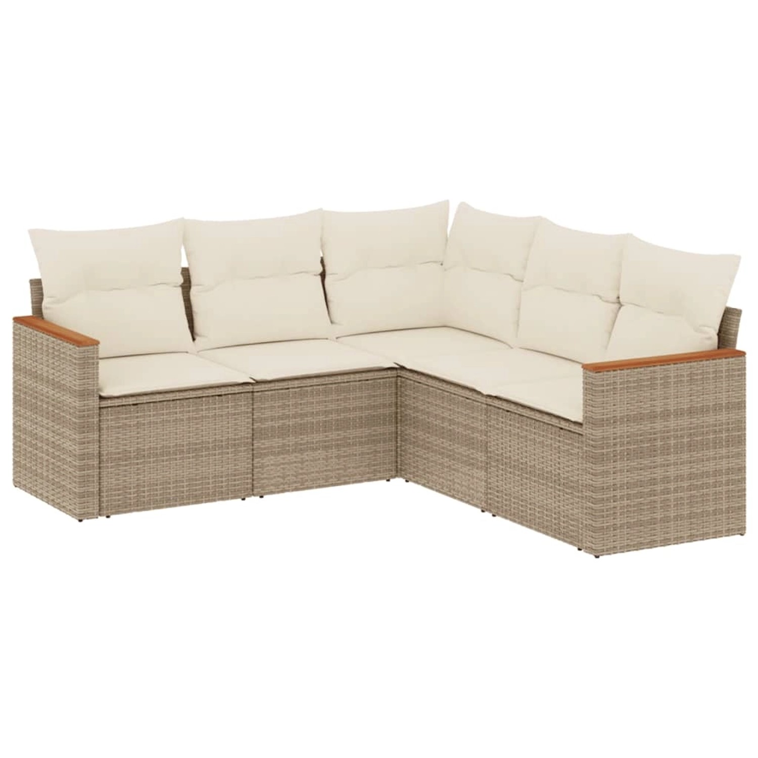 vidaXL 5-Tlg Garten-Sofagarnitur mit Kissen Beige Poly Rattan 3258362 günstig online kaufen