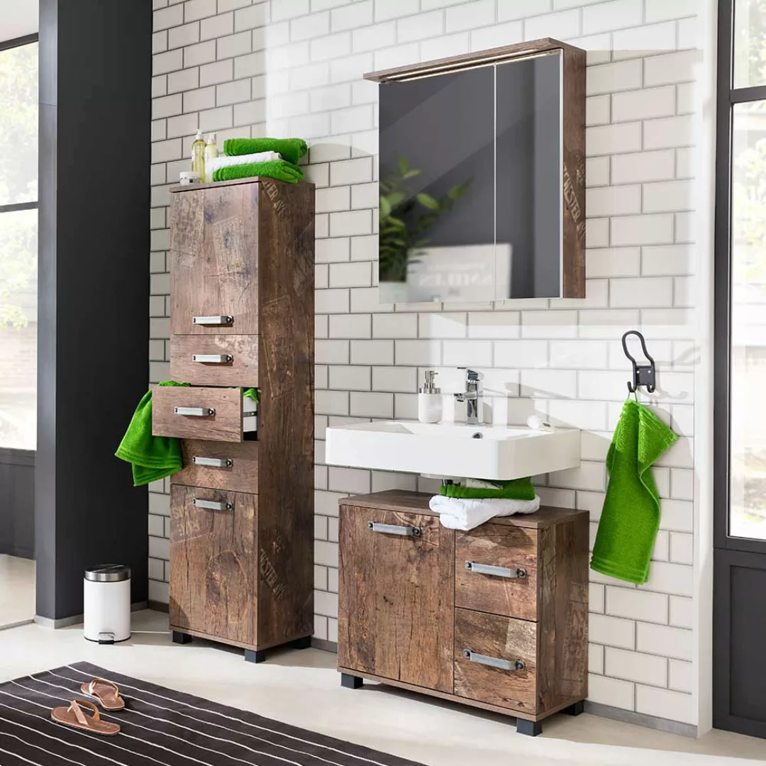 Design Badezimmer Set in Holzpaletten Optik modern (dreiteilig) günstig online kaufen