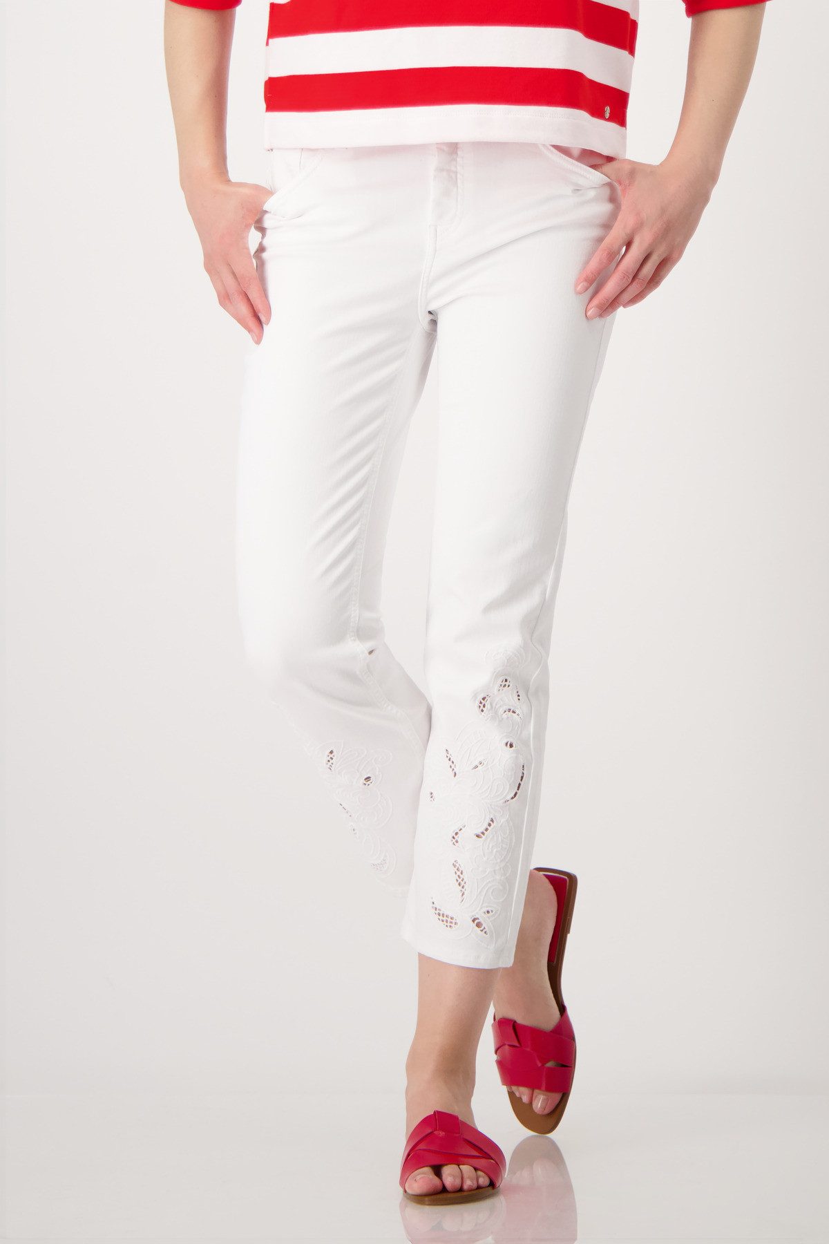 Monari 7/8-Jeans, mit Lochmusterspitze günstig online kaufen