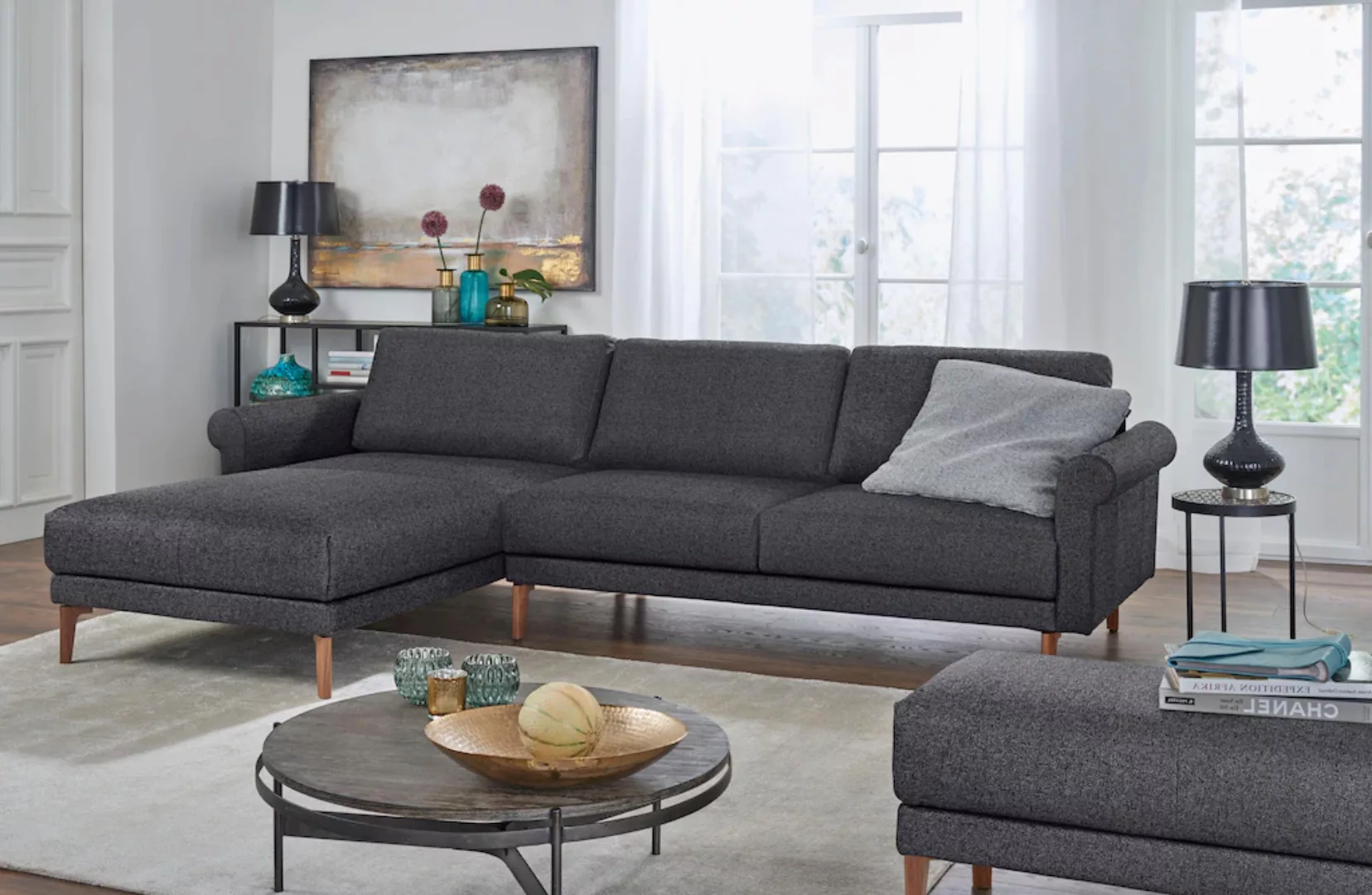 hülsta sofa Ecksofa »hs.450«, Armlehne Schnecke modern Landhaus, Breite 262 günstig online kaufen