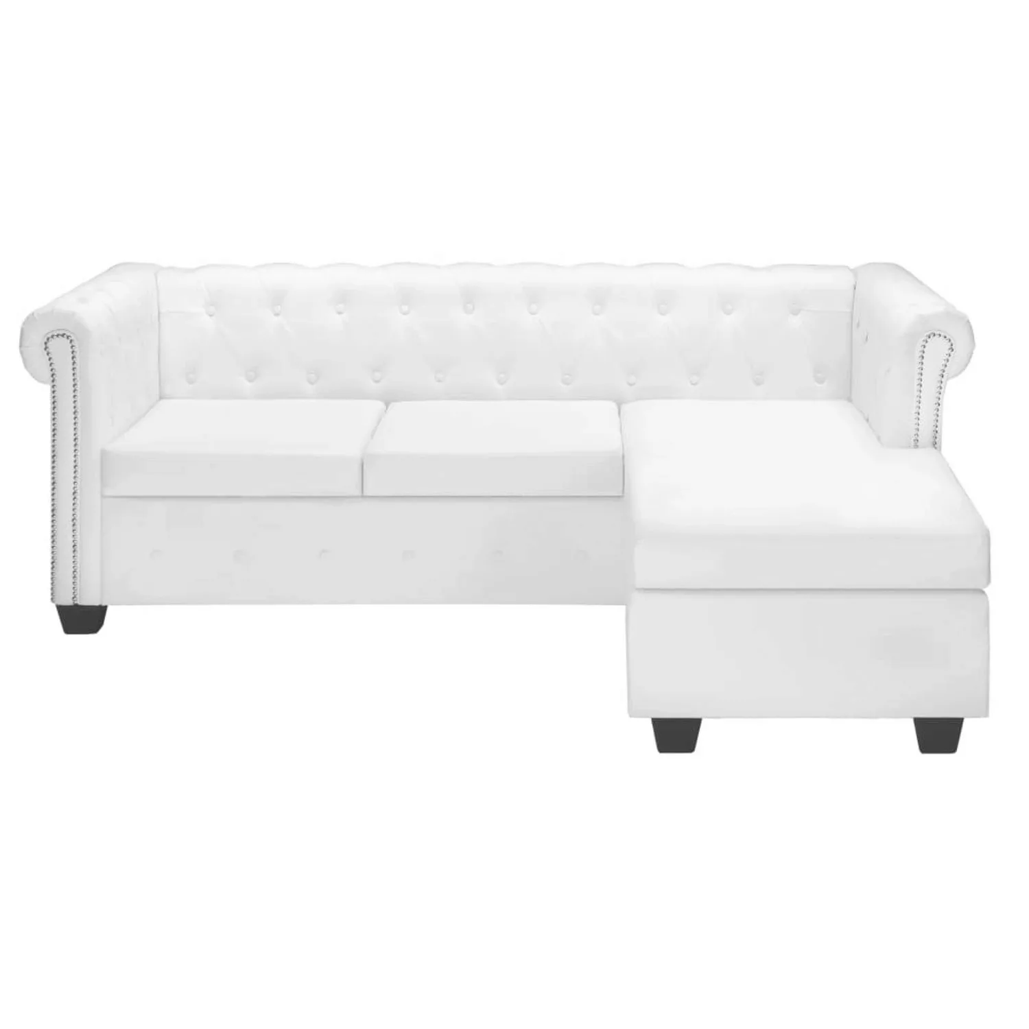 Chesterfield Sofa In L-form Kunstleder Weiß günstig online kaufen