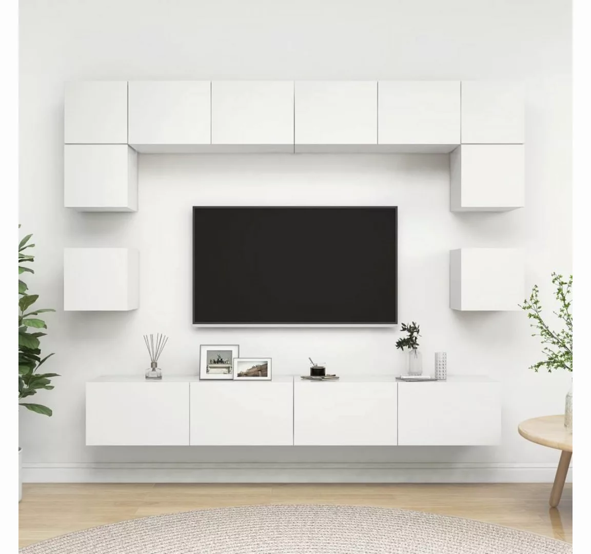 vidaXL TV-Schrank 8-tlg TV-Schrank-Set Weiß Holzwerkstoff günstig online kaufen