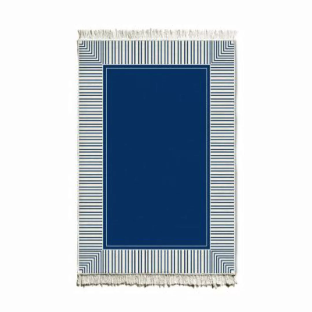 THE MIA Teppichläufer - beidseitig verwandbar mit Fransen 120 x 80 cm blau/ günstig online kaufen