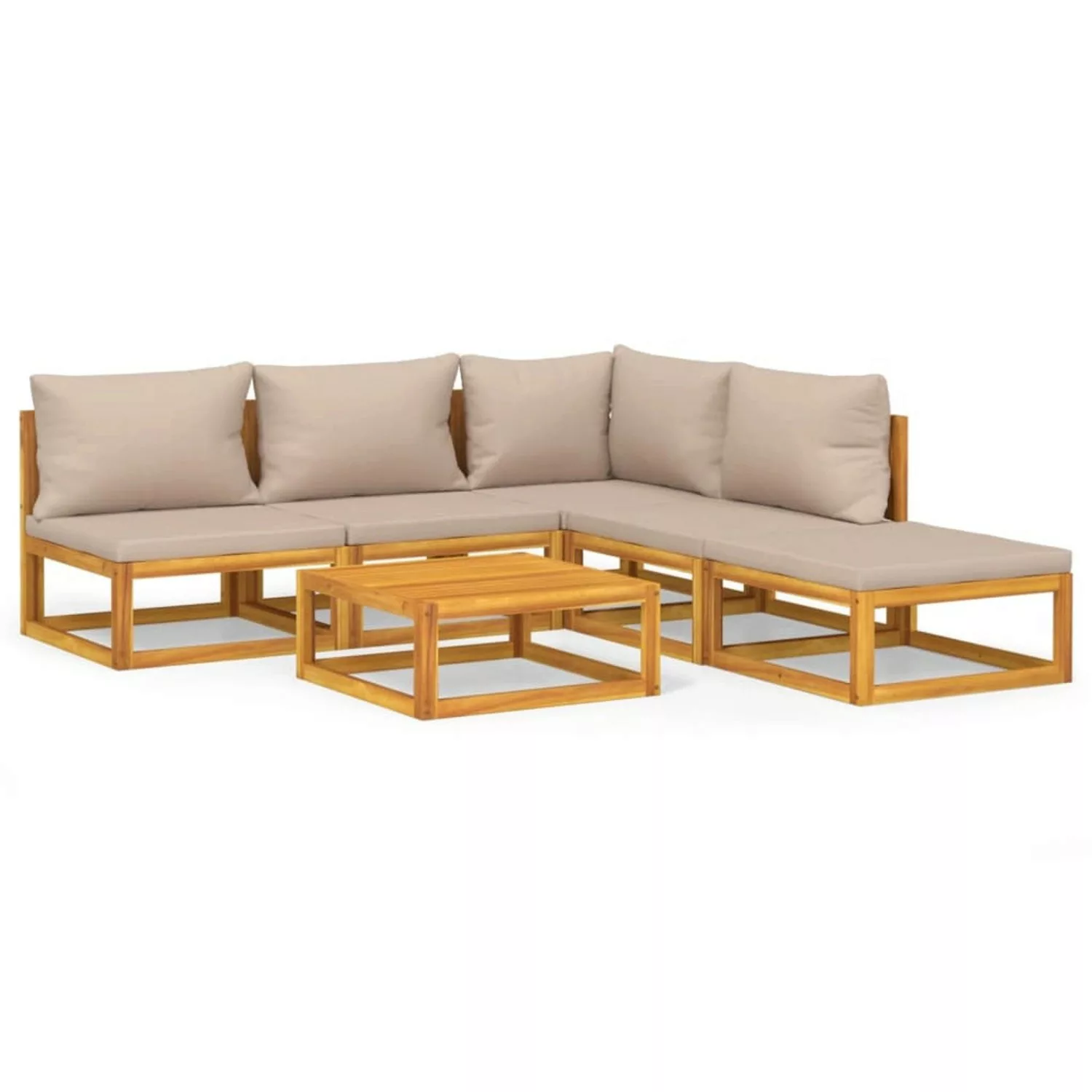 Vidaxl 6-tlg. Garten-lounge-set Mit Taupe Kissen Massivholz günstig online kaufen