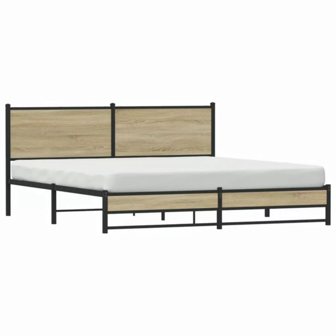 vidaXL Bett Metallbett ohne Matratze Sonoma-Eiche 183x213 cm günstig online kaufen