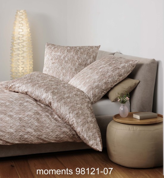 Janine Janine Mako-Satin Bettwäsche moments 98121 beige Größe:  155x220 cm günstig online kaufen