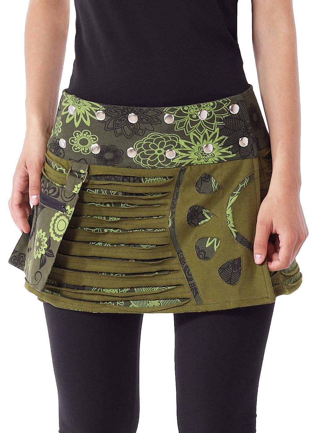 PUREWONDER Wickelrock Damen Rock mit Patchwork günstig online kaufen
