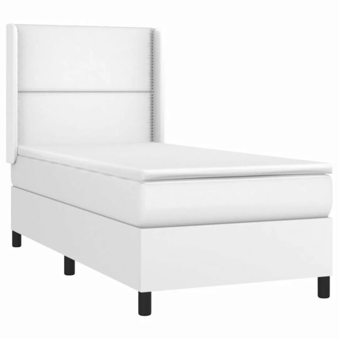 vidaXL Boxspringbett, Boxspringbett mit Matratze & LED Weiß 100x200 cm Kuns günstig online kaufen