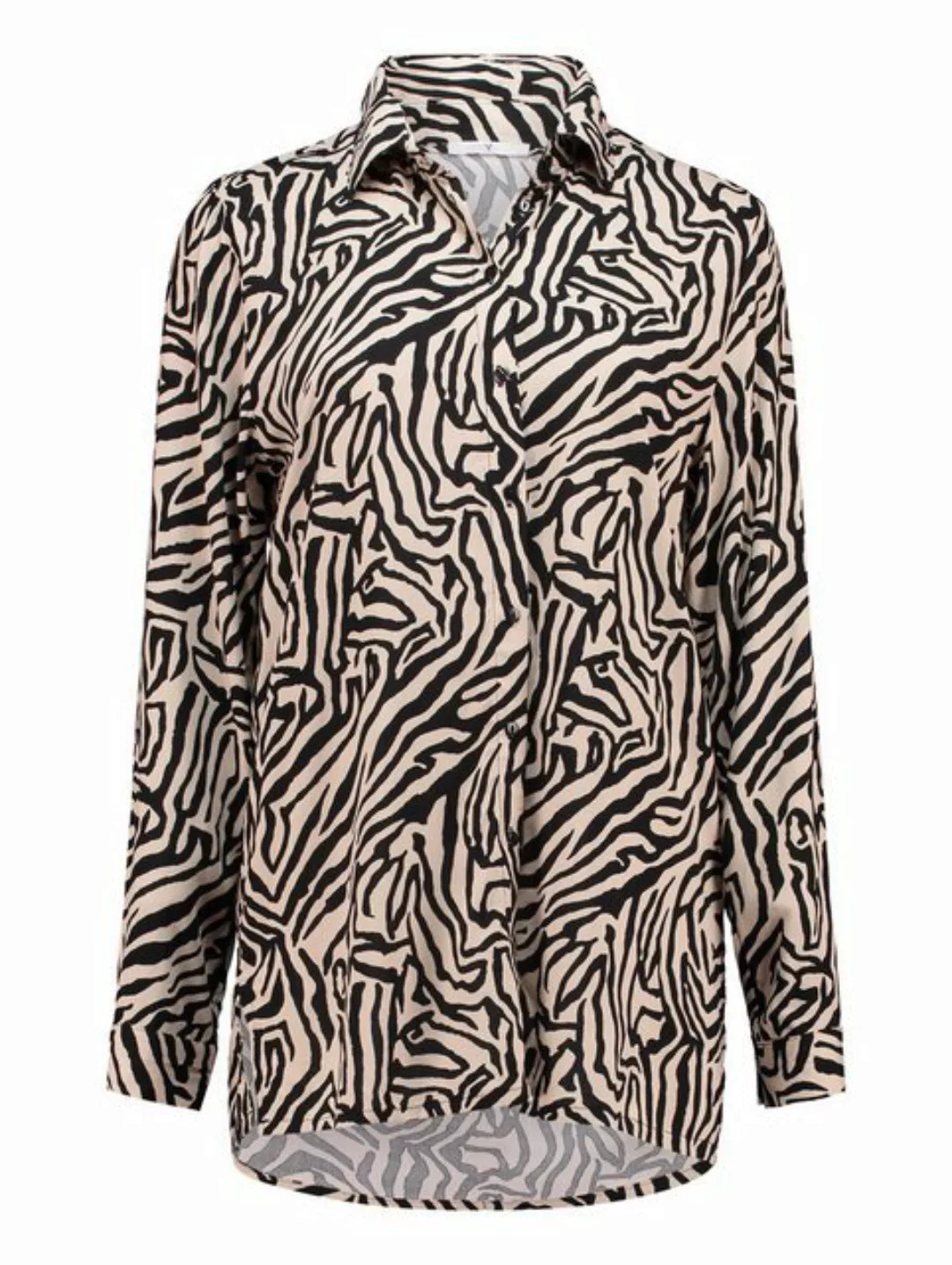 HaILY’S Blusenshirt Bluse Langarm All-Over-Print Hemdkragen 7850 in Beige günstig online kaufen