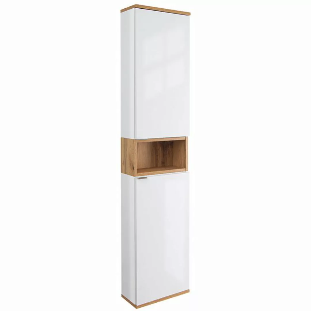 Lomadox Hochschrank NERVI-147 Badezimmerschrank 35 cm Hochglanz weiß mit Ei günstig online kaufen