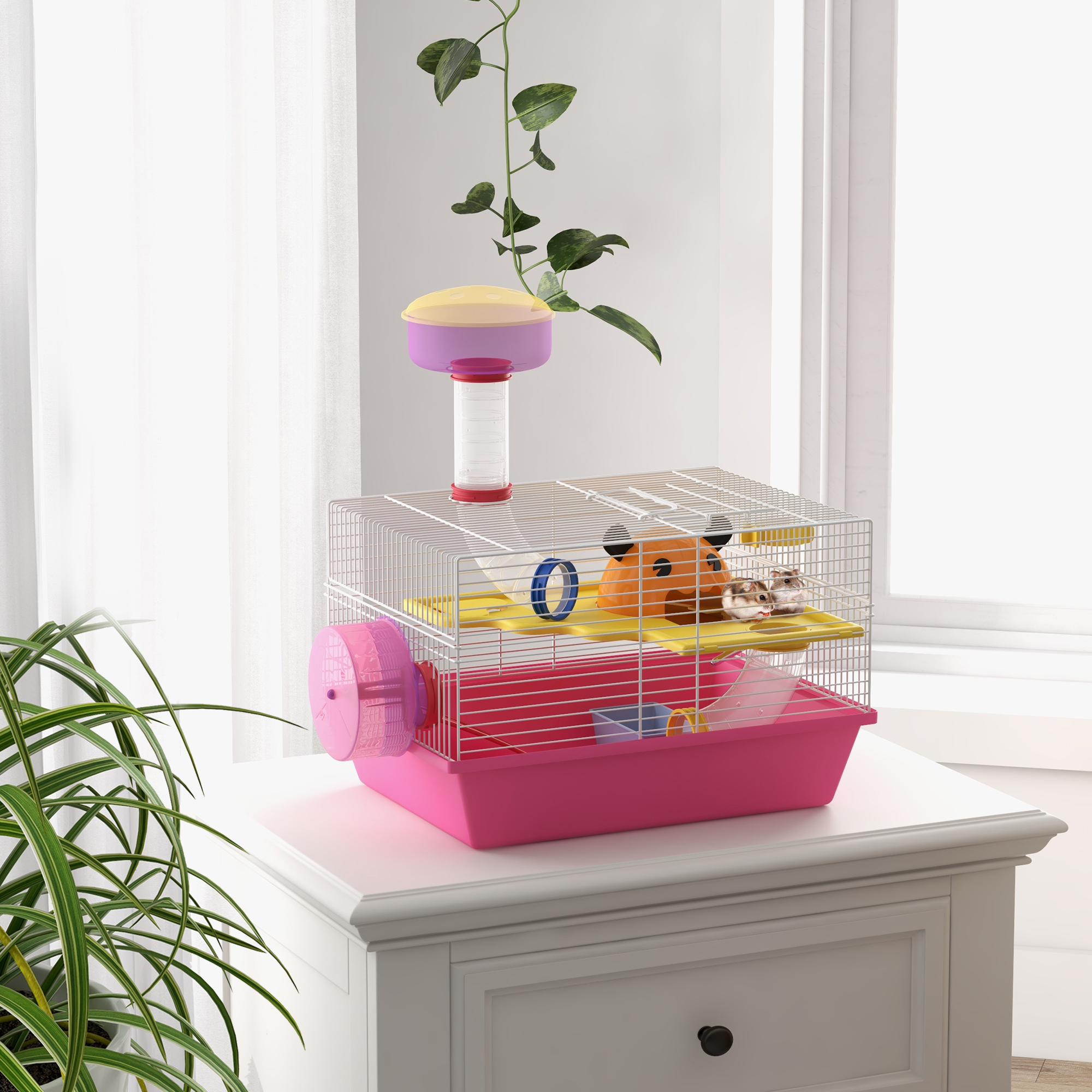 PawHut Käfig für Hamster Ratte Nagetier mit Plattform, Trinkflasche, Rad, H günstig online kaufen