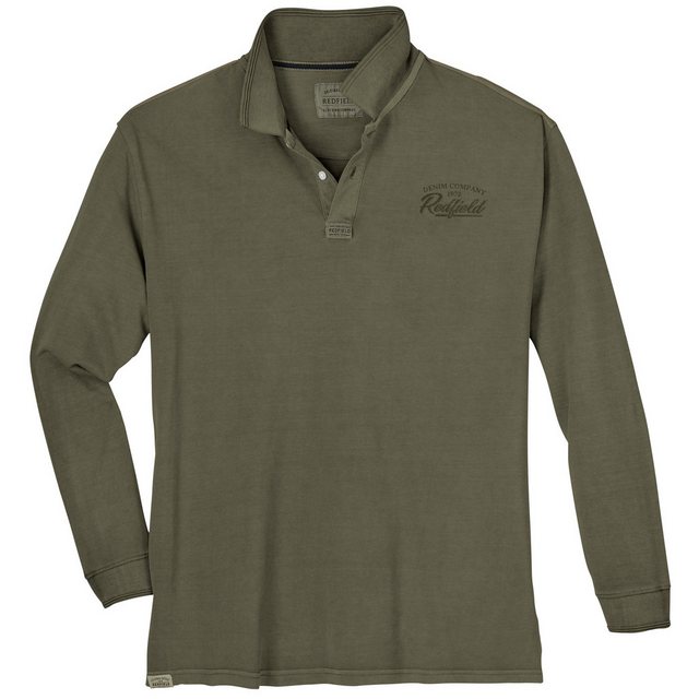 redfield Poloshirt Große Größen Herren Langarm-Poloshirt Vintage khaki Redf günstig online kaufen