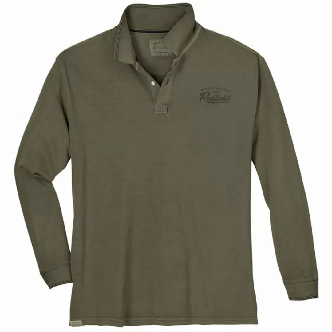 redfield Poloshirt Redfield Übergrößen Langarm-Polo Vintage khaki günstig online kaufen