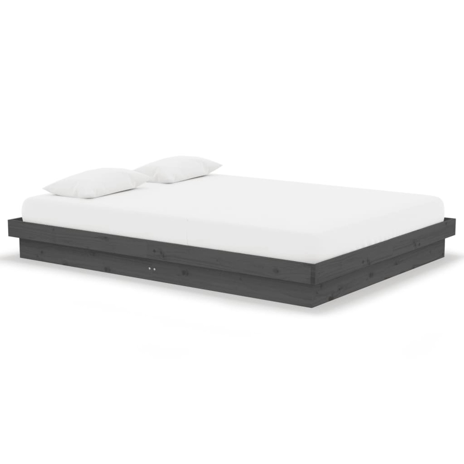 vidaXL Bettgestell Massivholzbett Grau 140x190 cm Bett Bettgestell Bettrahm günstig online kaufen