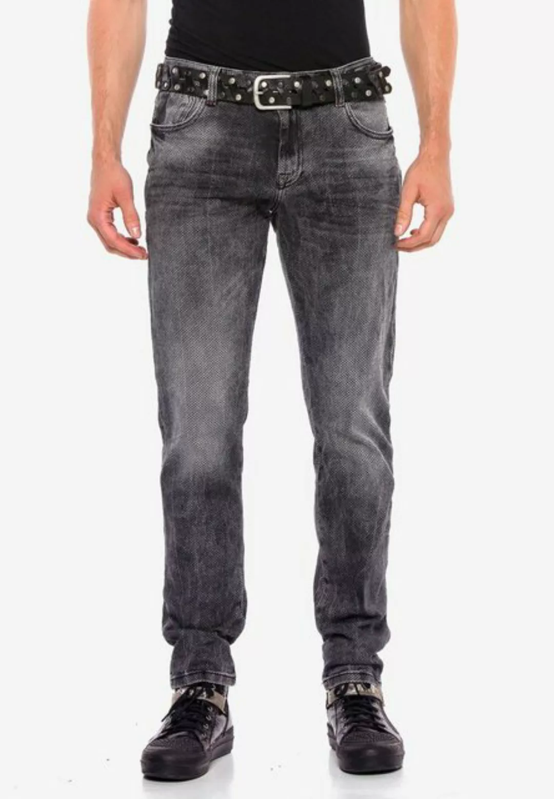 Cipo & Baxx Slim-fit-Jeans (1-tlg) mit Gitter-Musterung in Straight Fİt günstig online kaufen