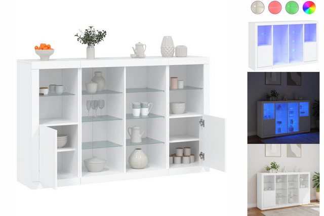 vidaXL Kleiderschrank Sideboards mit LED-Leuchten 3 Stk Weiß Holzwerkstoff günstig online kaufen