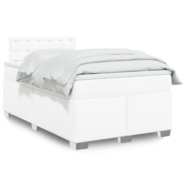 vidaXL Boxspringbett, Boxspringbett mit Matratze Weiß 120x200 cm Kunstleder günstig online kaufen