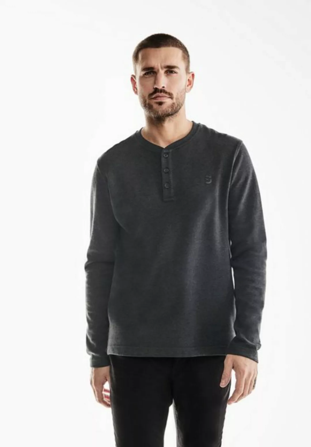 STREET ONE MEN Langarmshirt, in Unifarbe günstig online kaufen