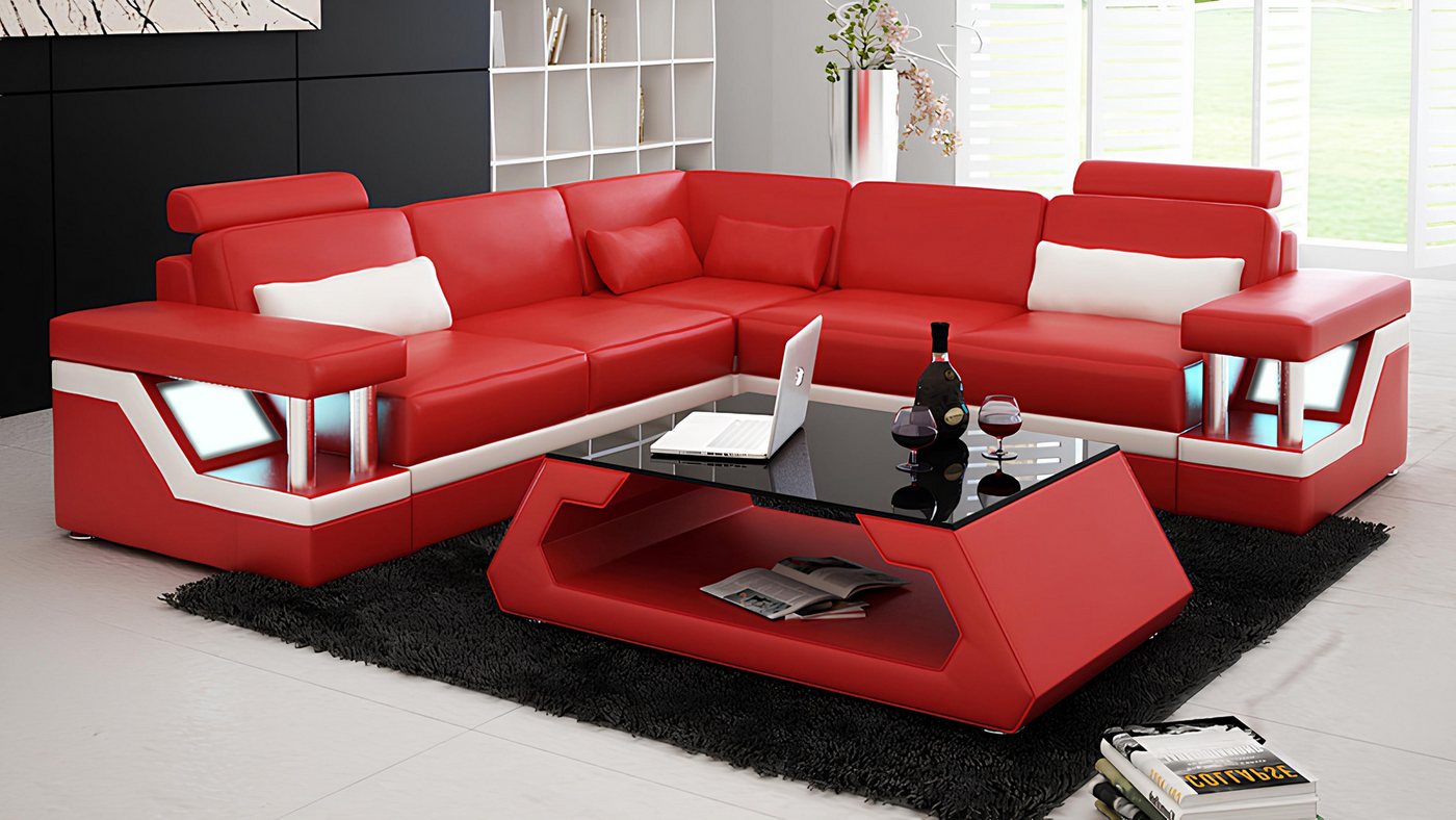 Xlmoebel Ecksofa Sofa aus Leder mit USB-Anschluss für das Wohnzimmer, Eckco günstig online kaufen