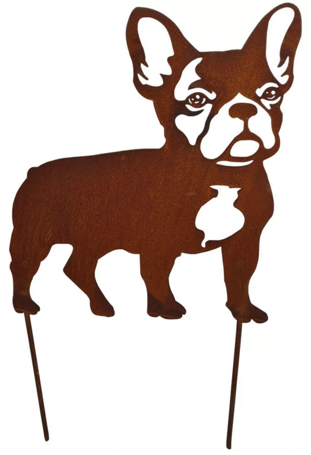 Gartenstecker Hund Bulldogge Edelrost Gartendeko 52 x 27 cm Metall günstig online kaufen