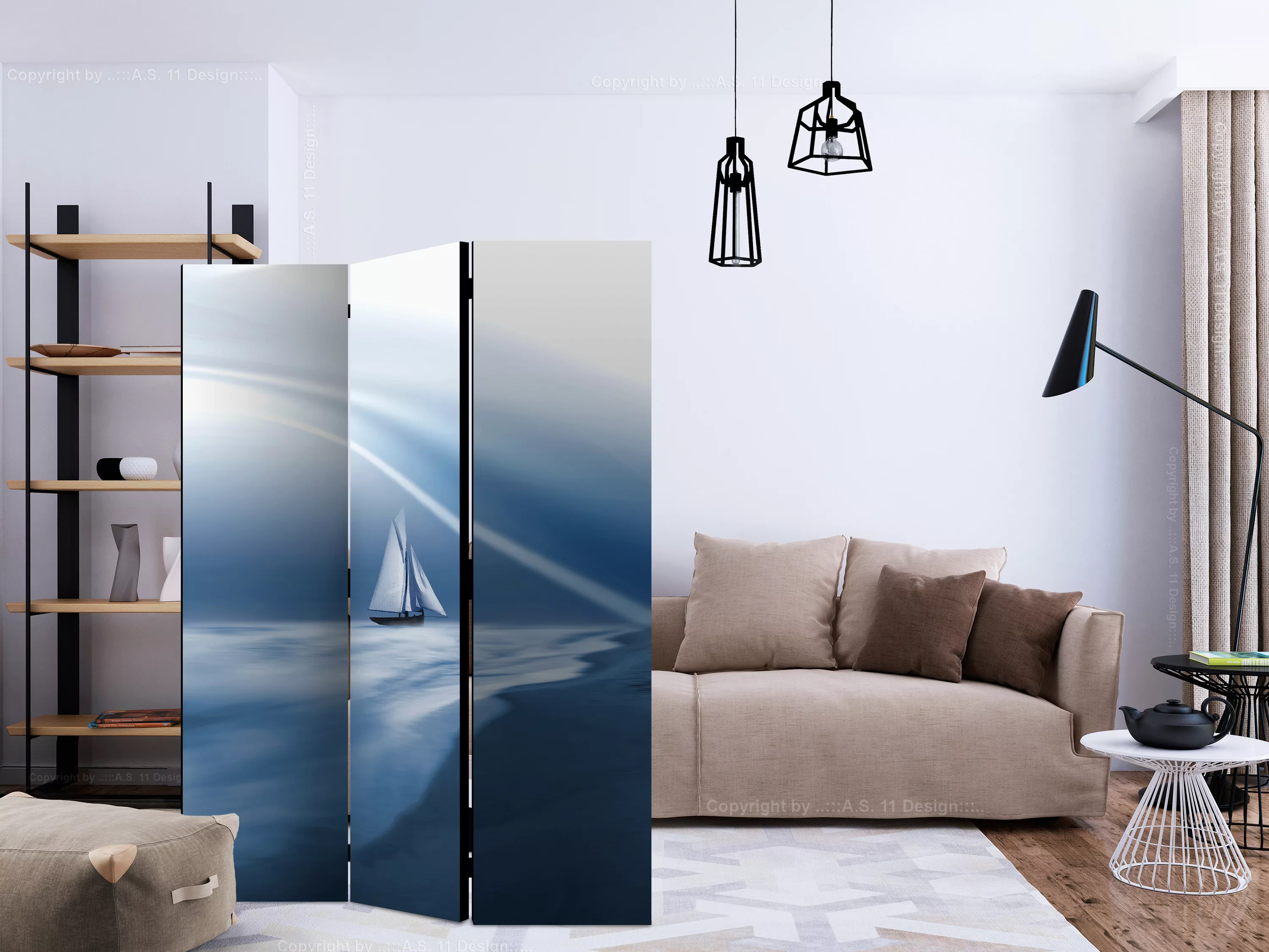 3-teiliges Paravent - Lonely Sail Drifting [room Dividers] günstig online kaufen