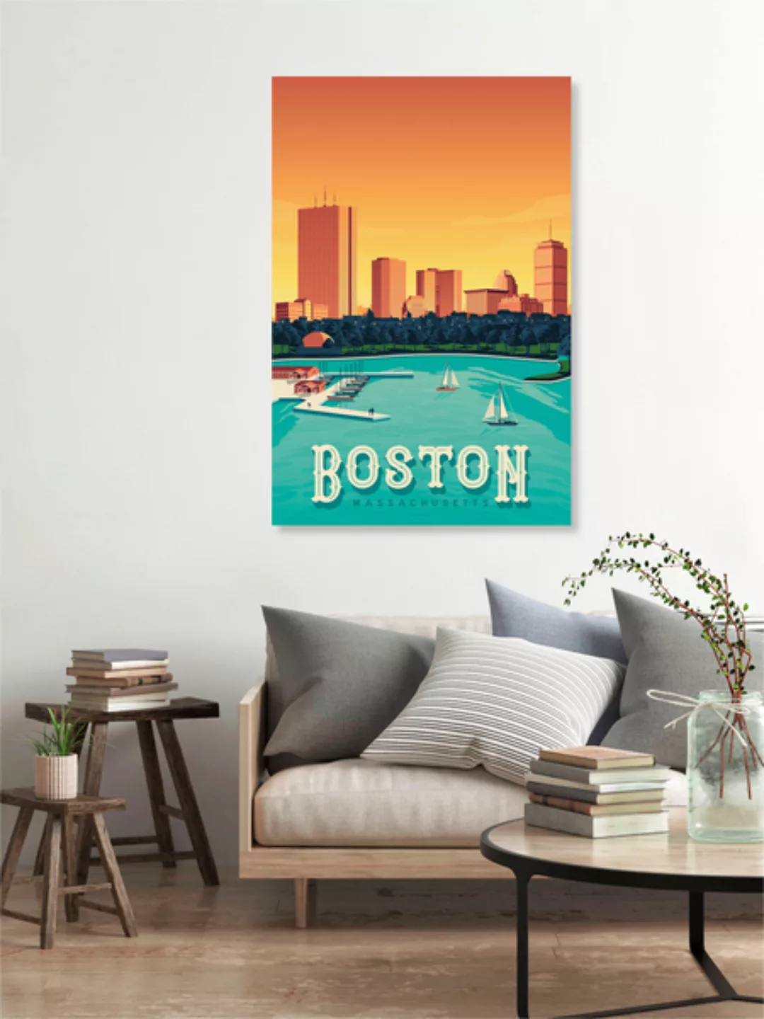 Poster / Leinwandbild - Boston Vintage Travel Wandbild günstig online kaufen