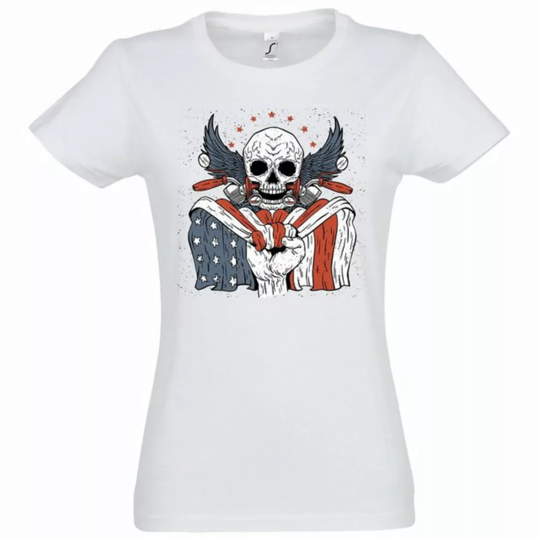 Youth Designz T-Shirt USA Biker Skull Damen Shirt mit trendigem Frontprint günstig online kaufen