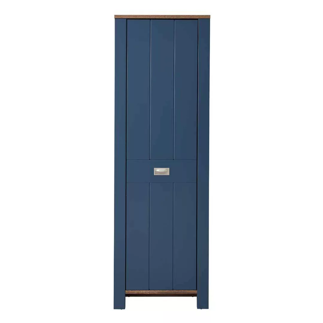 Dielenkleiderschrank blau im Landhausstil 201 cm hoch - 65 cm breit günstig online kaufen