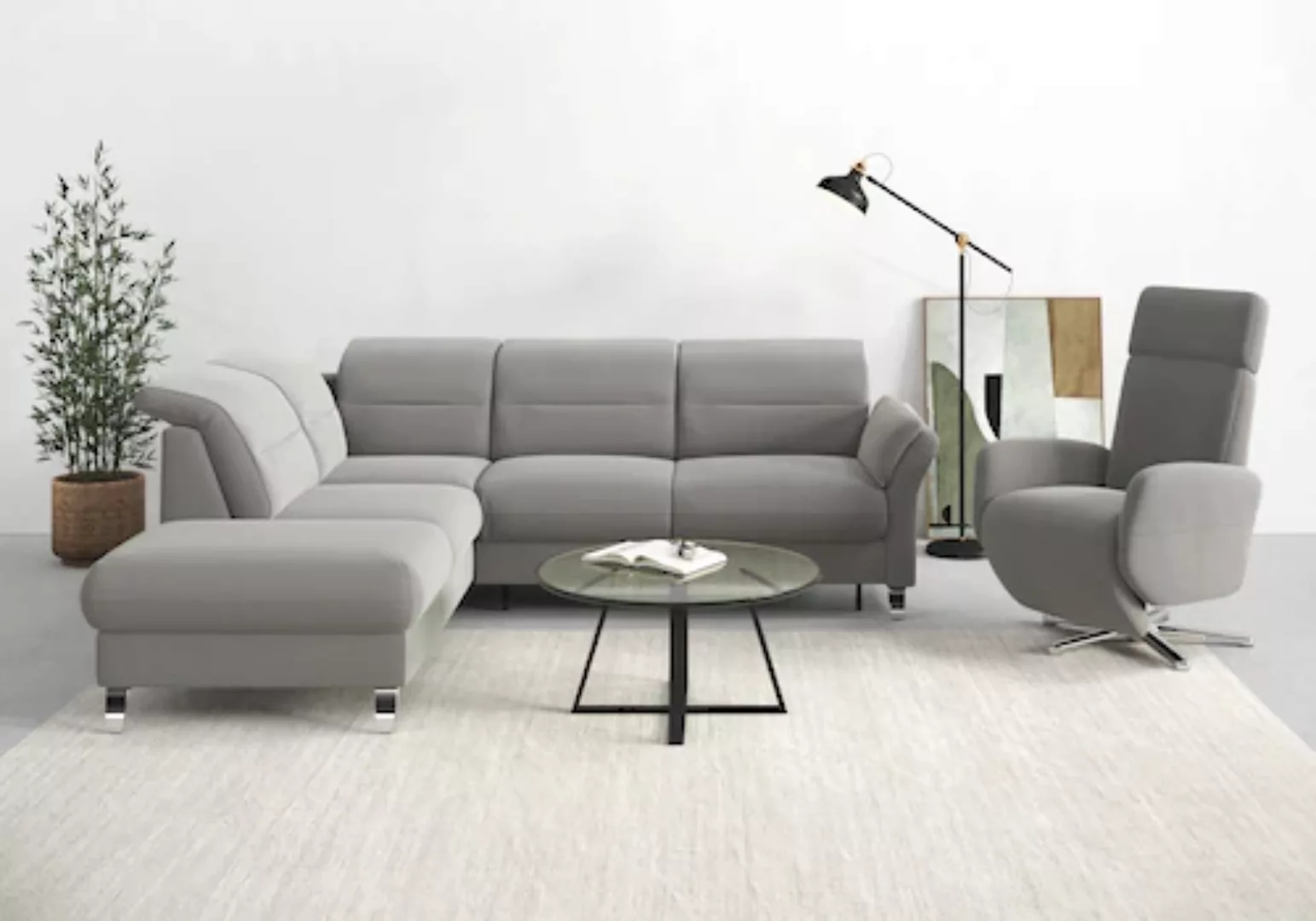 sit&more Ecksofa "Grenoble L-Form", Federkern, wahlweise mit Bettfunktion, günstig online kaufen