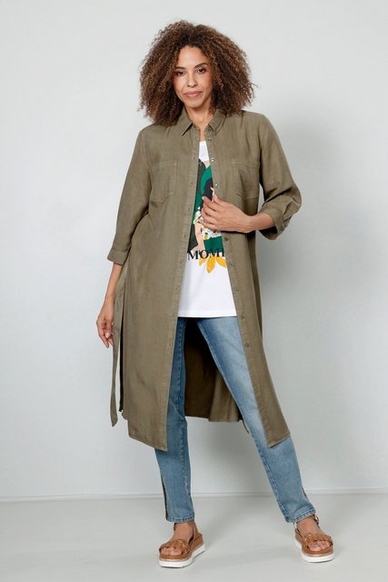MIAMODA Jerseykleid Hemdblusenkleid Bindegürtel 3/4-Ärmel günstig online kaufen