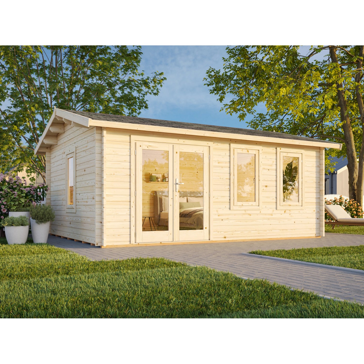 Palmako Gartenhaus Iris 510 x 390 cm Lackiert Dunkelgrau-Weiß FSC® günstig online kaufen