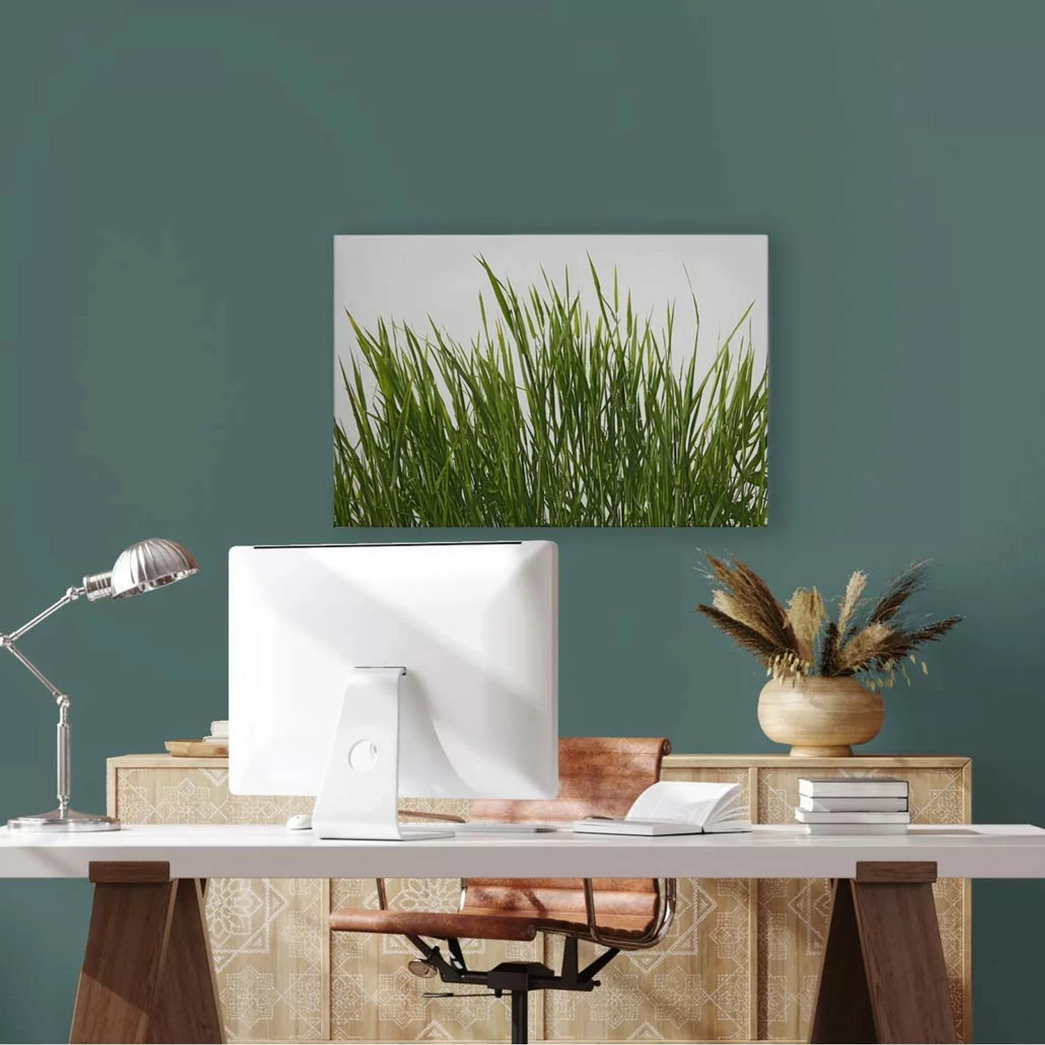 Bricoflor Leinwandbild Mit Gras Motiv Für Küche Und Badezimmer Wandbild Mit günstig online kaufen