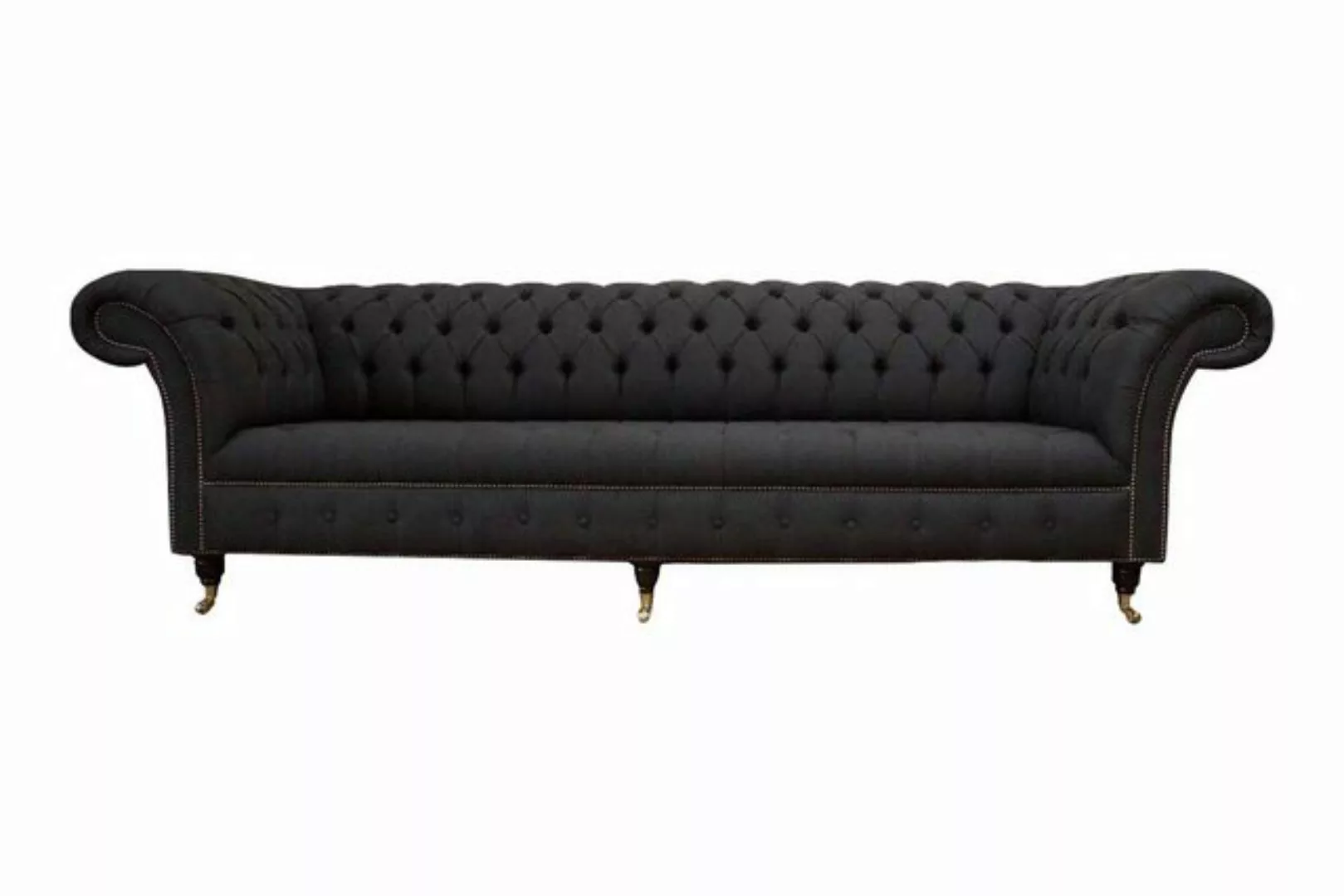 JVmoebel Sofa Schwarzes Chesterfield Sofa 4 Sitzer Stoff Wohnzimmer Design günstig online kaufen