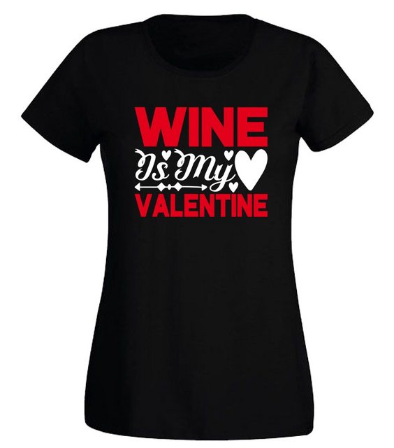 G-graphics T-Shirt Damen T-Shirt - Wine is my Valentine Slim-fit, mit trend günstig online kaufen