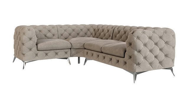 S-Style Möbel Ecksofa Chesterfield mit Ottomane Kalina mit Silber Metall Fü günstig online kaufen