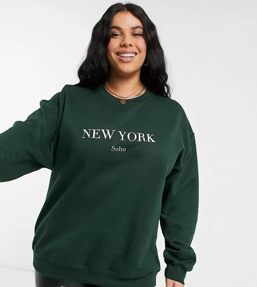 In The Style Plus x Lorna Luxe – Exklusives Oversize-Sweatshirt in Smaragdg günstig online kaufen