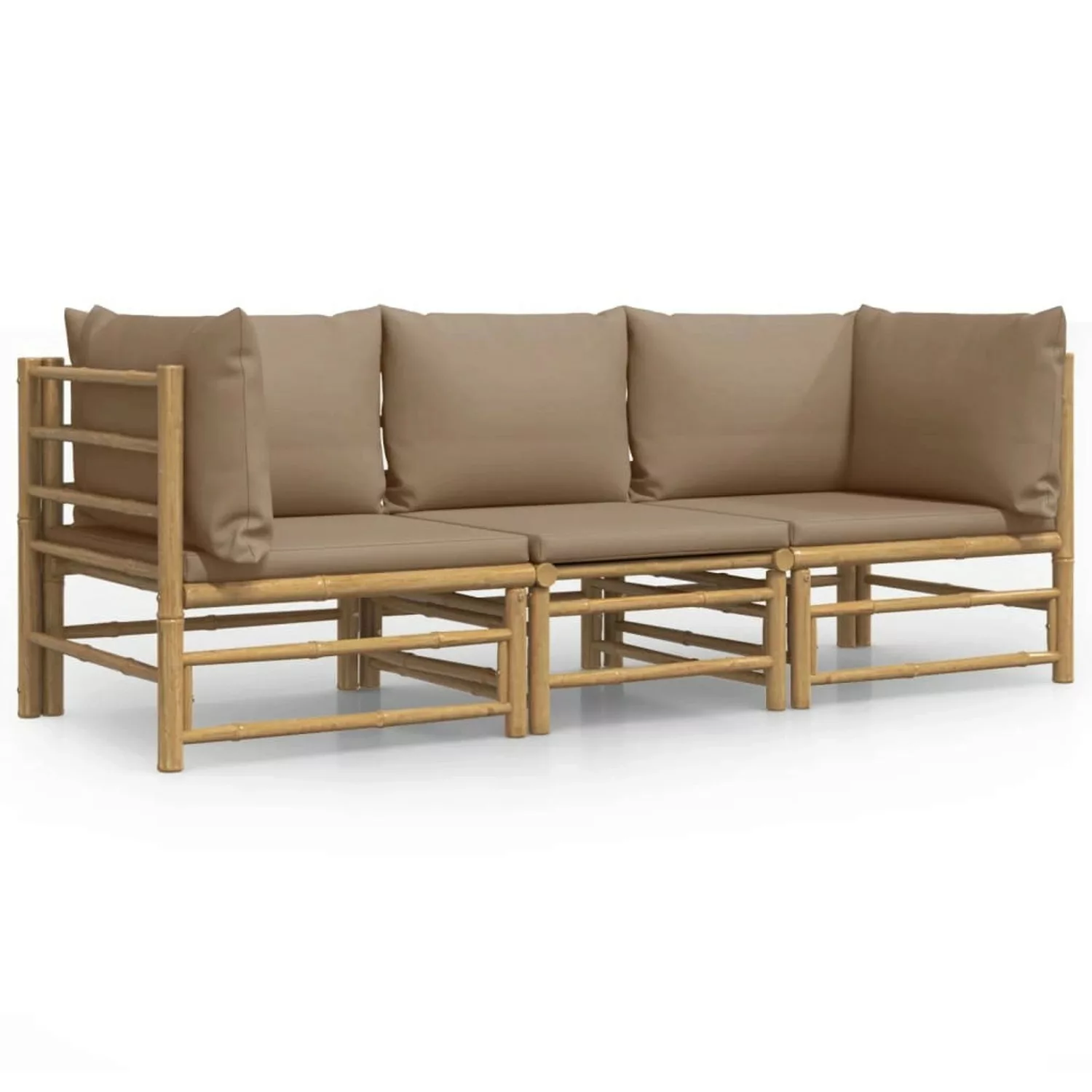 Vidaxl 3-tlg. Garten-lounge-set Mit Taupe Kissen Bambus günstig online kaufen