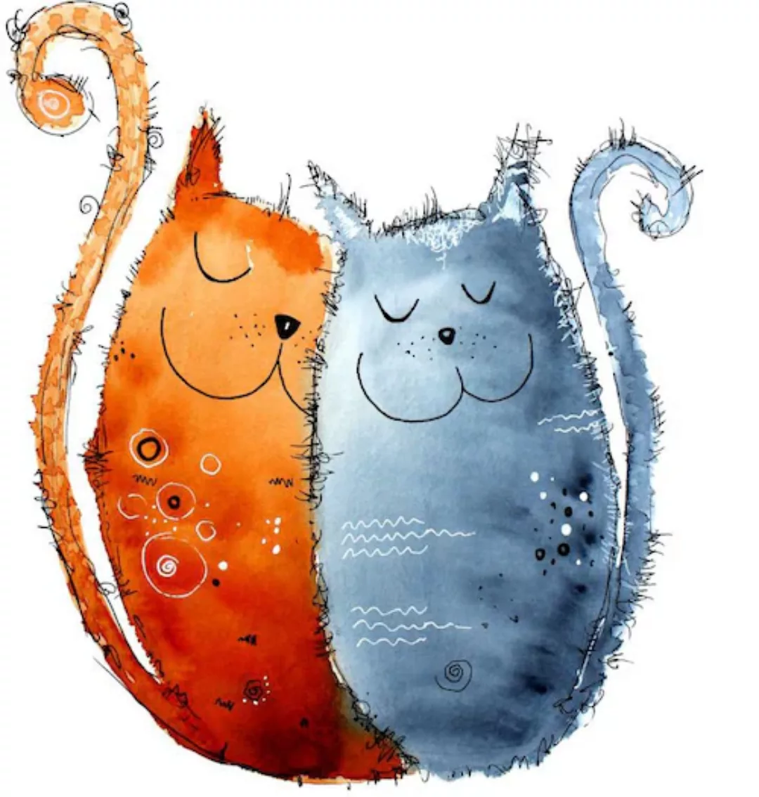 Wall-Art Wandtattoo "Lebensfreude Verliebte Katzen", (1 St.) günstig online kaufen