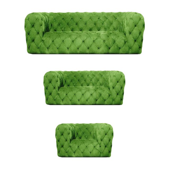 JVmoebel Chesterfield-Sofa Sofagarnitur Grün Luxus Chesterfield 3tlg Wohnzi günstig online kaufen