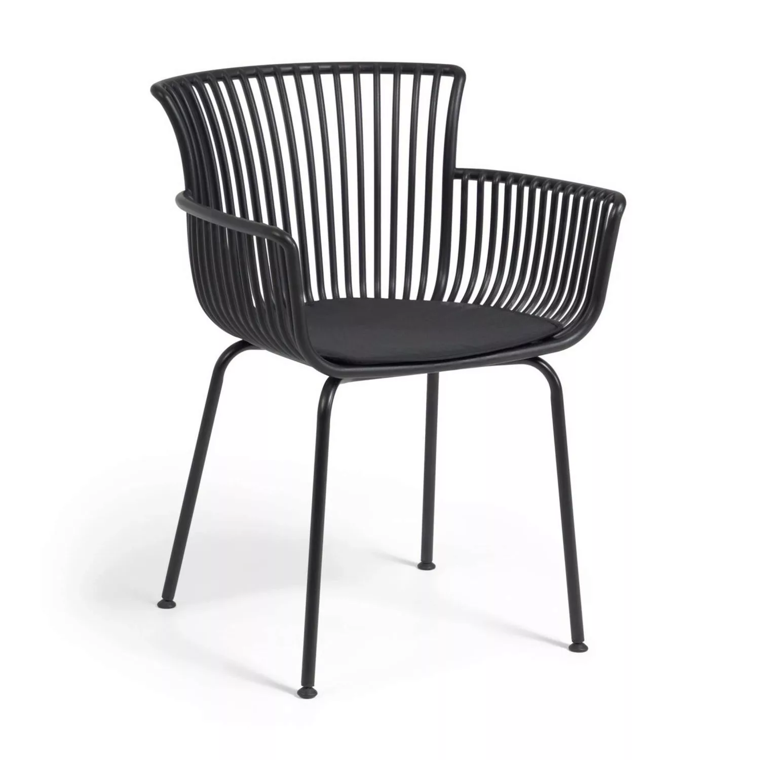 Natur24 4-er Set Stuhl Surpika 59 x 80 x 55 cm Polypropylen Stahl Schwarz günstig online kaufen