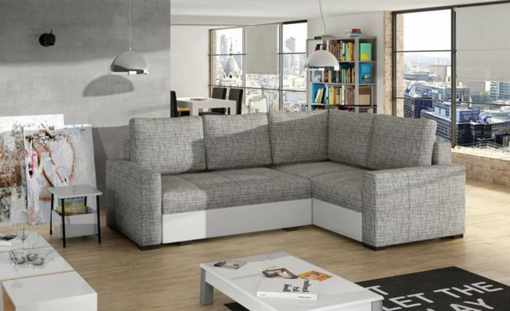 JVmoebel Ecksofa, Design Ecksofa Schlafsofa Bettfunktion Couch Leder günstig online kaufen
