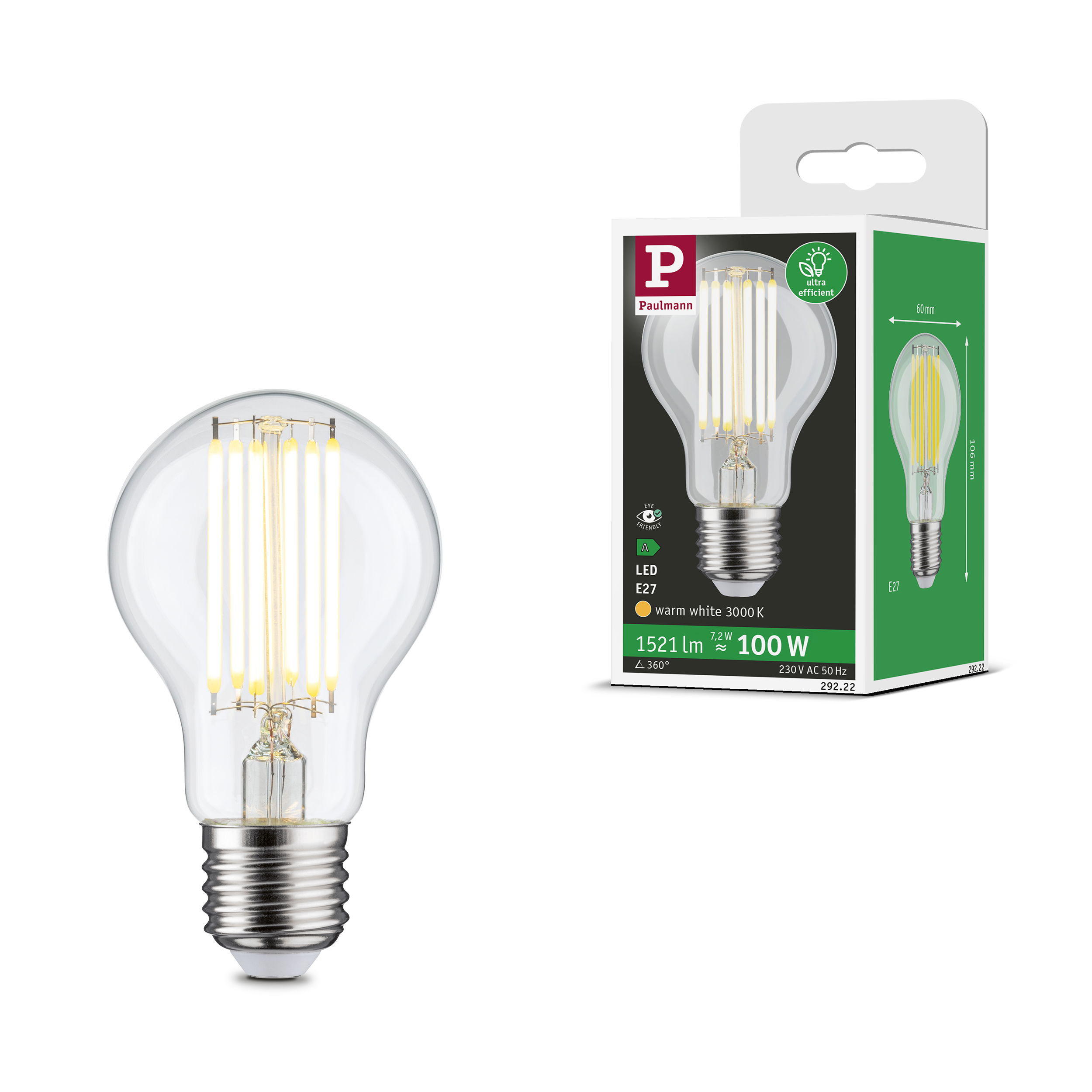 Paulmann LED-Leuchtmittel »Eco-Line Filament 230V LED Birne E27 1er-Set 152 günstig online kaufen