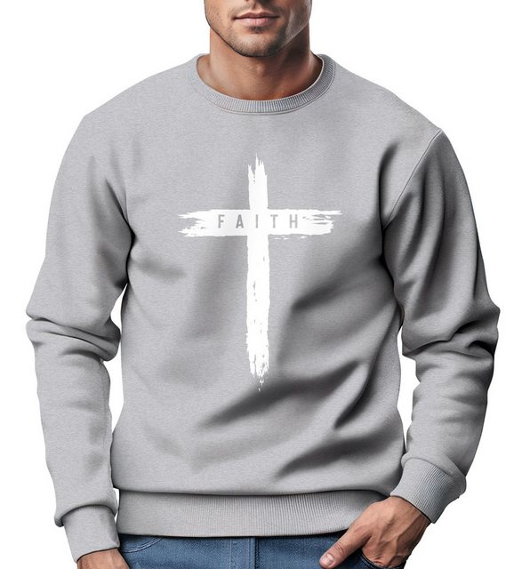 Neverless Sweatshirt Sweatshirt Herren Aufdruck Kreuz Cross Faith Glaube Tr günstig online kaufen