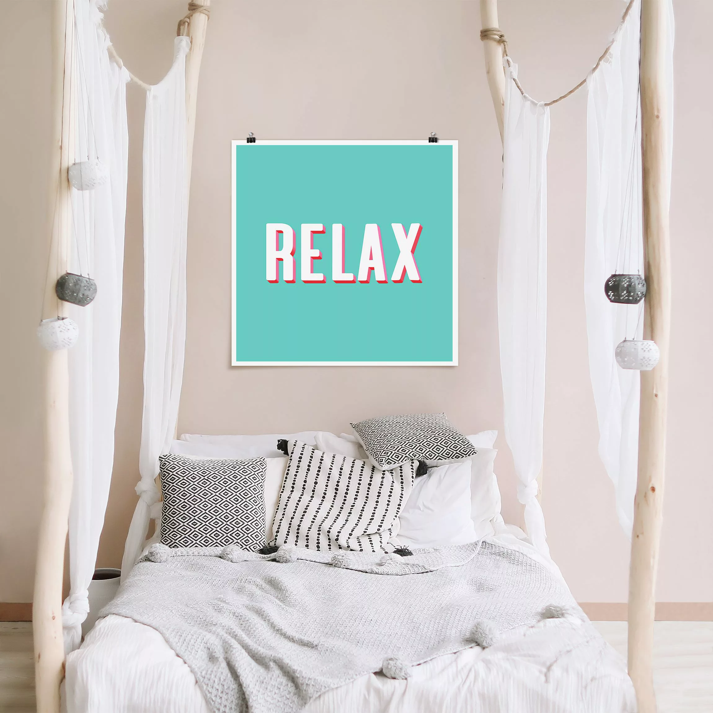 Poster Relax Typo auf Blau günstig online kaufen