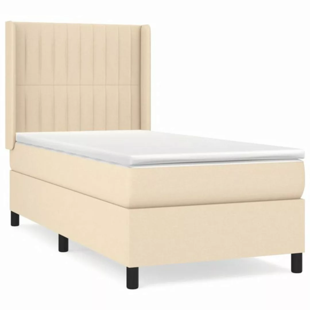 vidaXL Bettgestell Boxspringbett mit Matratze Creme 90x200 cm Stoff Bett Be günstig online kaufen